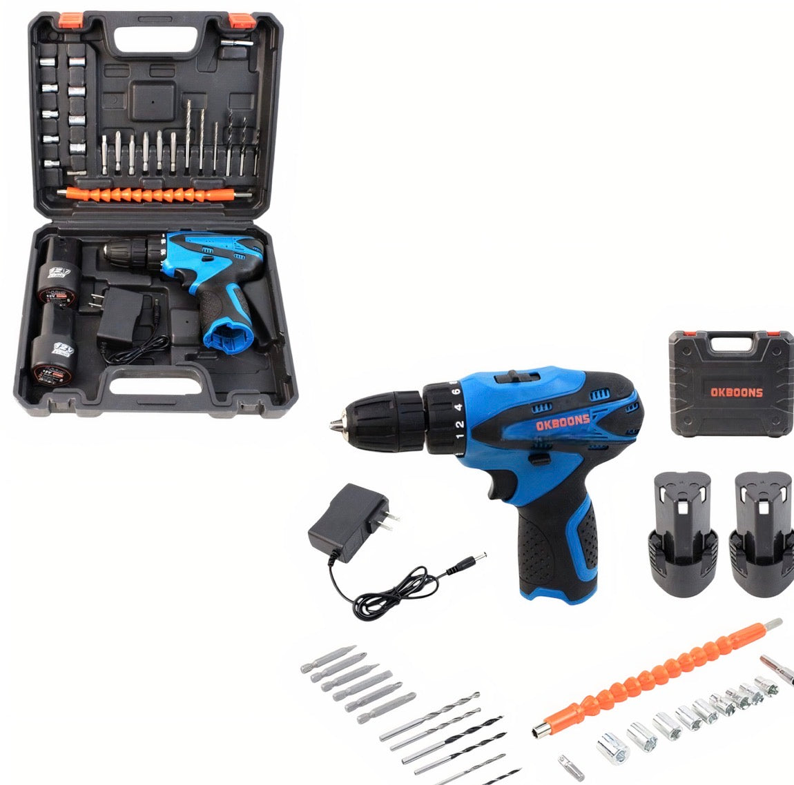 Bormașină Electrică 48V, 2 Acumulatori, Încărcător, 28 de Accesorii in Trusă Profesională