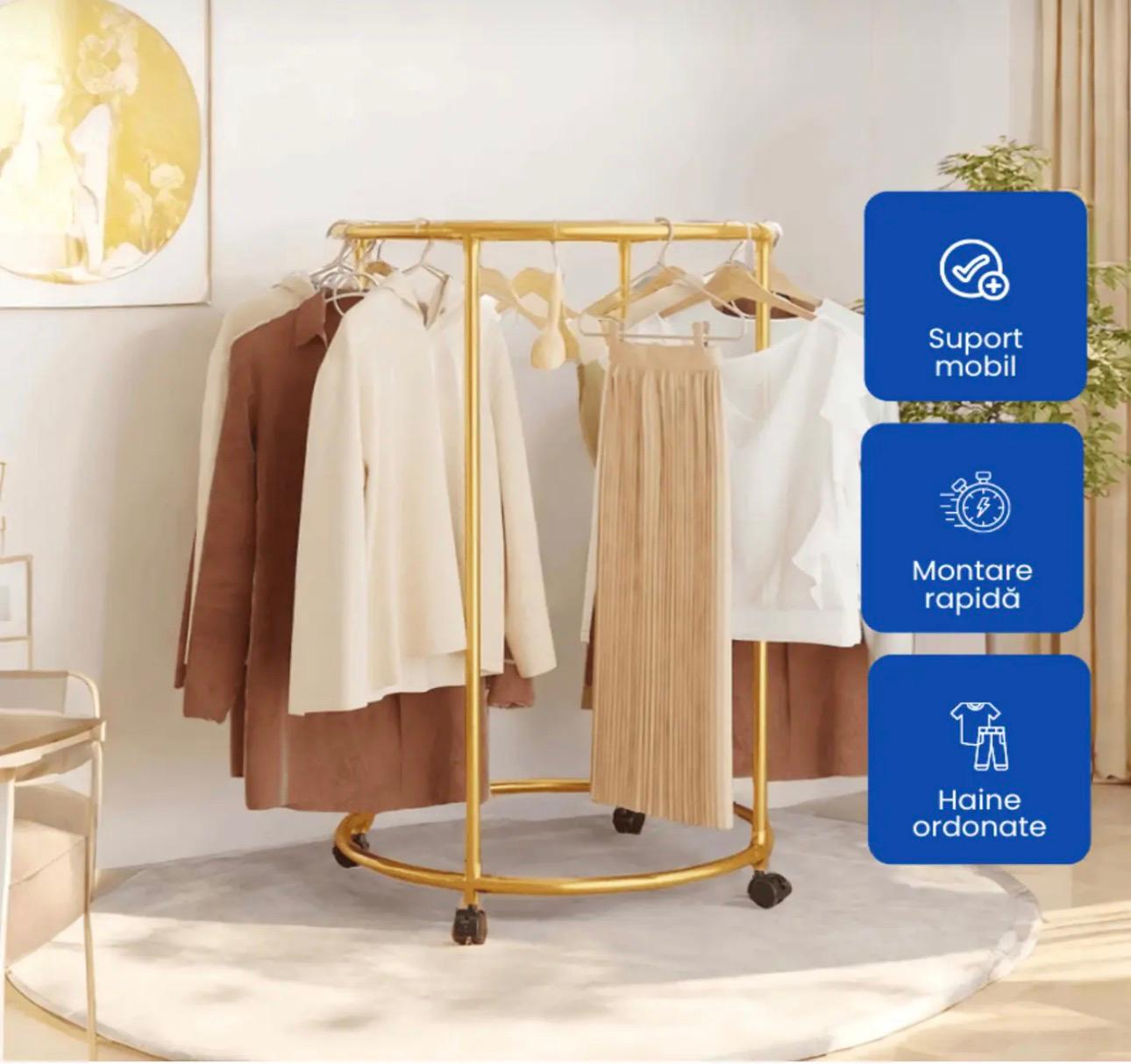 Suport Rotund Metalic pentru Haine, Rotire 360°
