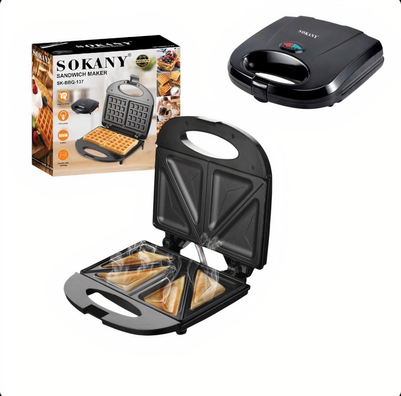 Sandwich maker, placi antiaderente, inox
