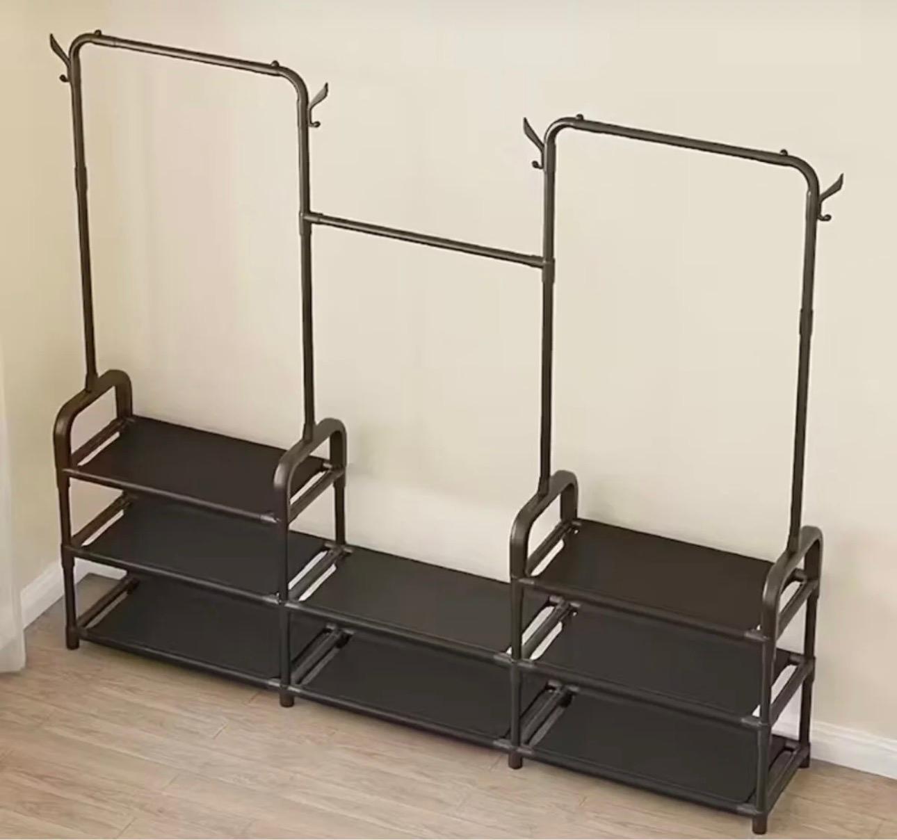 Suport din Metal, Organizator Haine Si Pantofi, 8 Rafturi, 164 x 137 × 26 cm