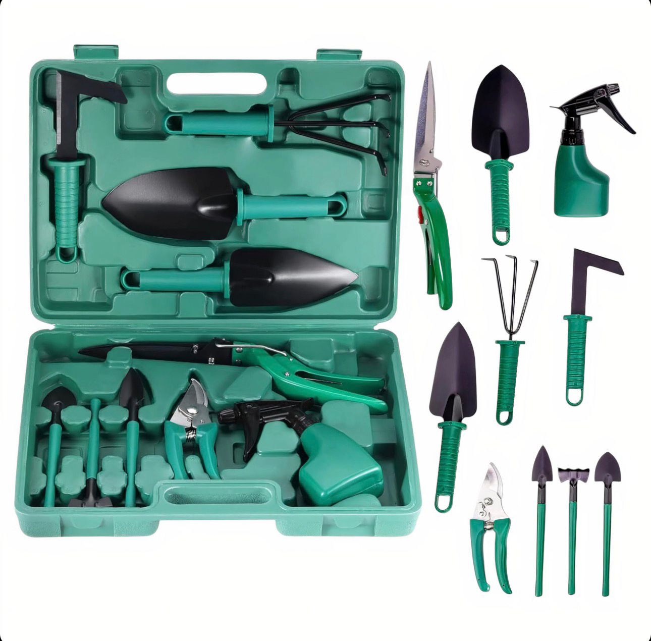 Set de 10 unelte de grădinărit, oțel inoxidabil