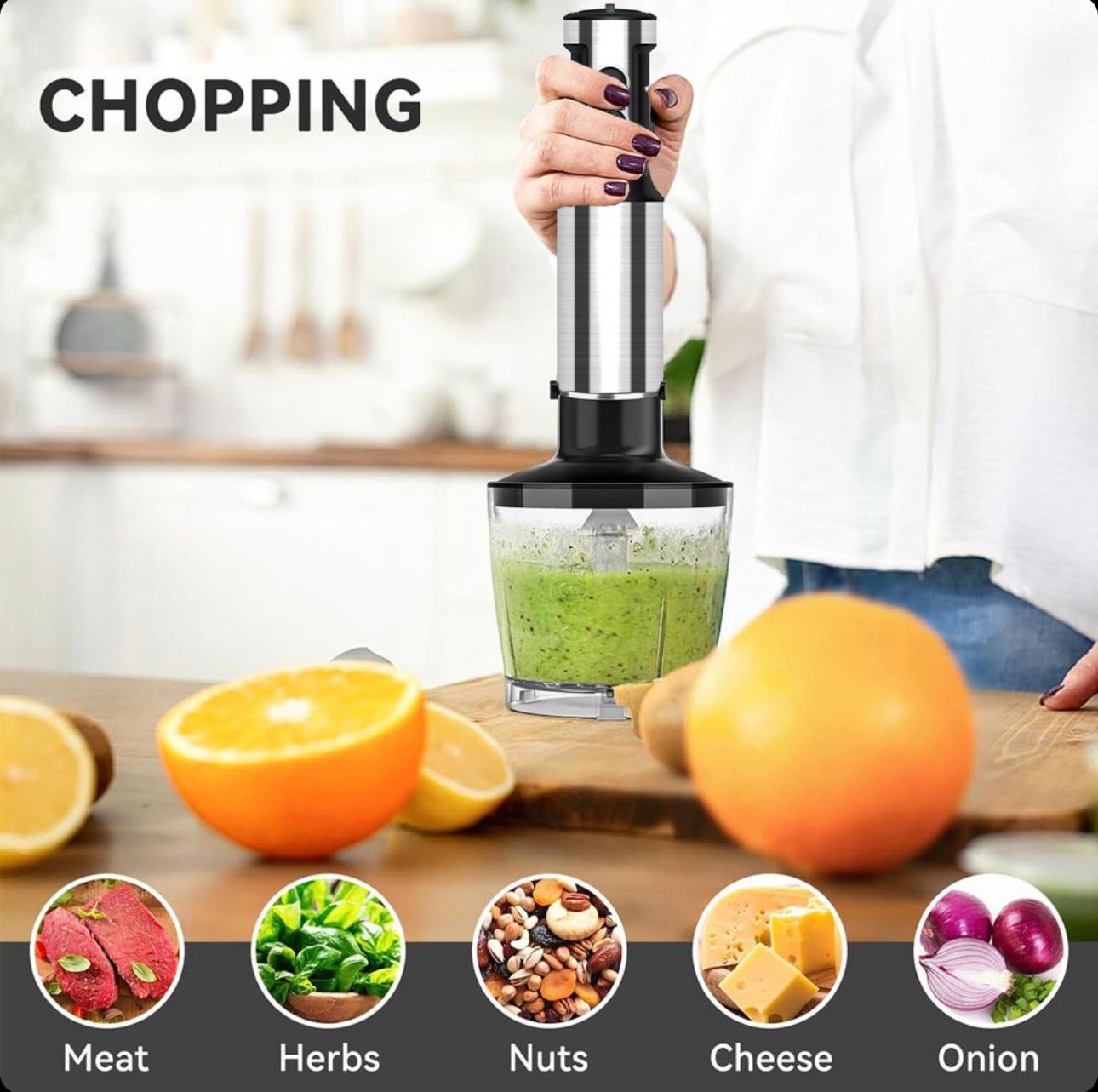 Blender Vertical, Silver Love 5 în 1, 500W cu Accesorii