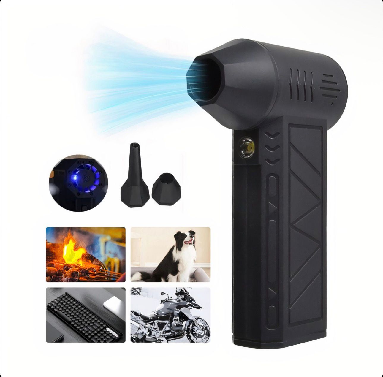Suflantă De Aer Electrică Portabilă cu LED 17x5cm, încărcare USB
