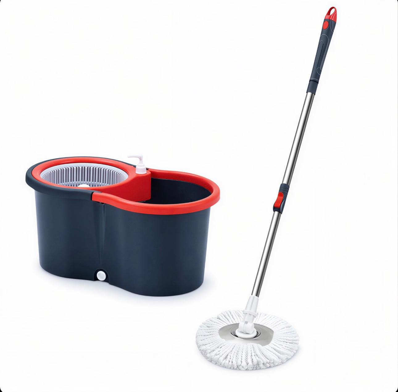 Set Mop Rotativ cu Găleată 8L, Mâner Extensibil 125cm