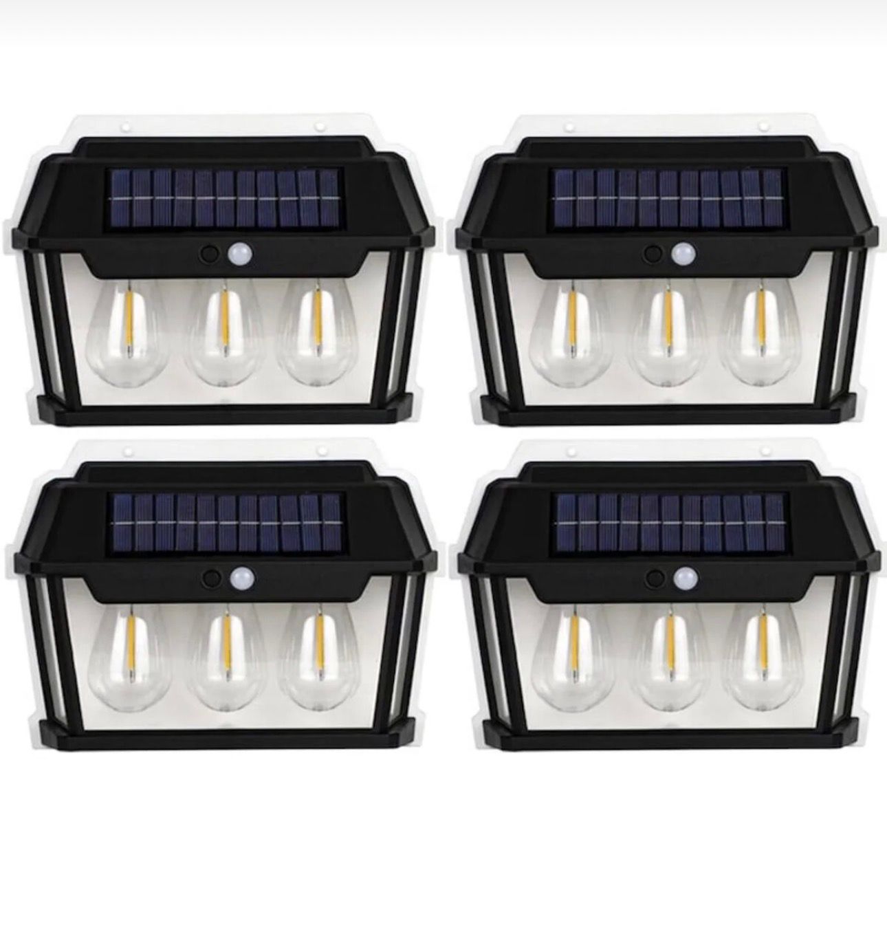 Set 4 X Lampa Solara De Perete Cu 3 Becuri, 3 Moduri De Functionare, Senzori De Miscare