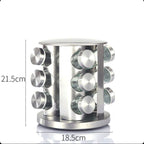 Set 12 recipiente pentru condimente cu suport rotativ 360°