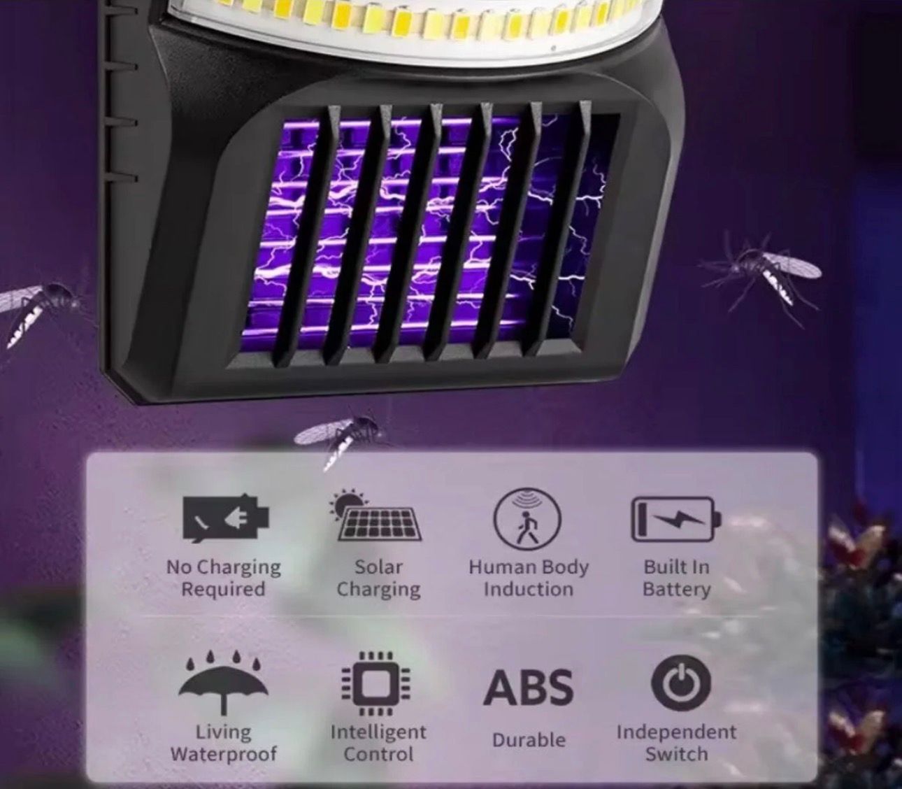 Lampă solară UV LED anti-insecte cu senzor de mișcare