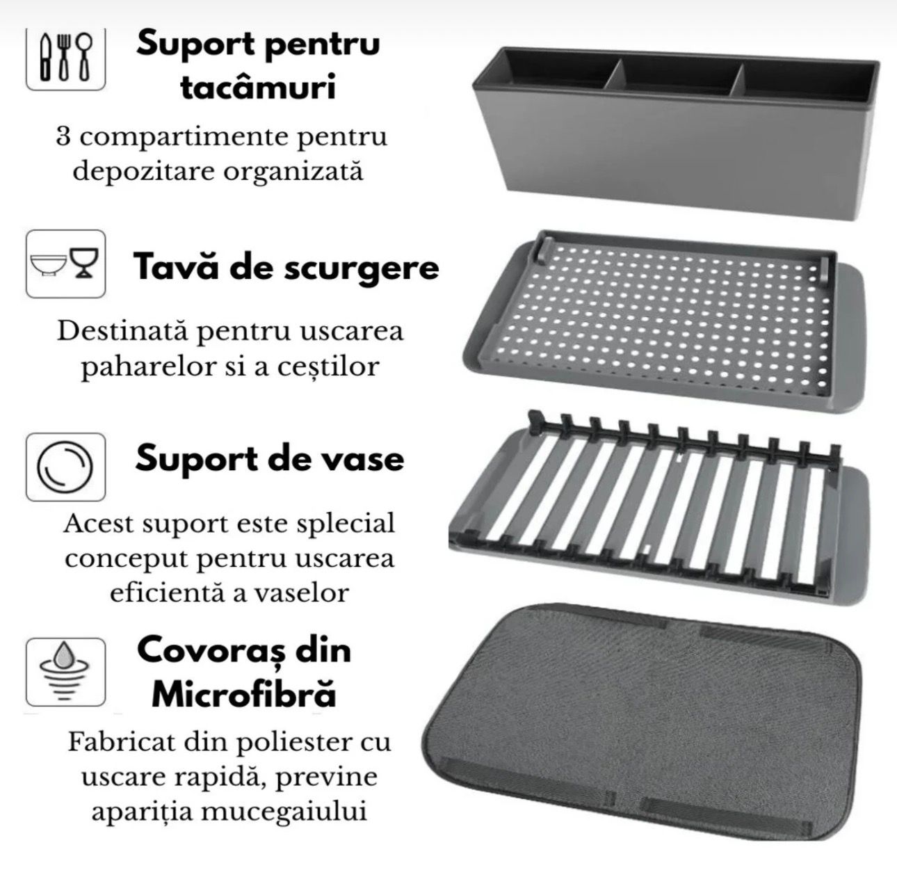 Suport de Vase Pliabil cu lavetă din microfibră