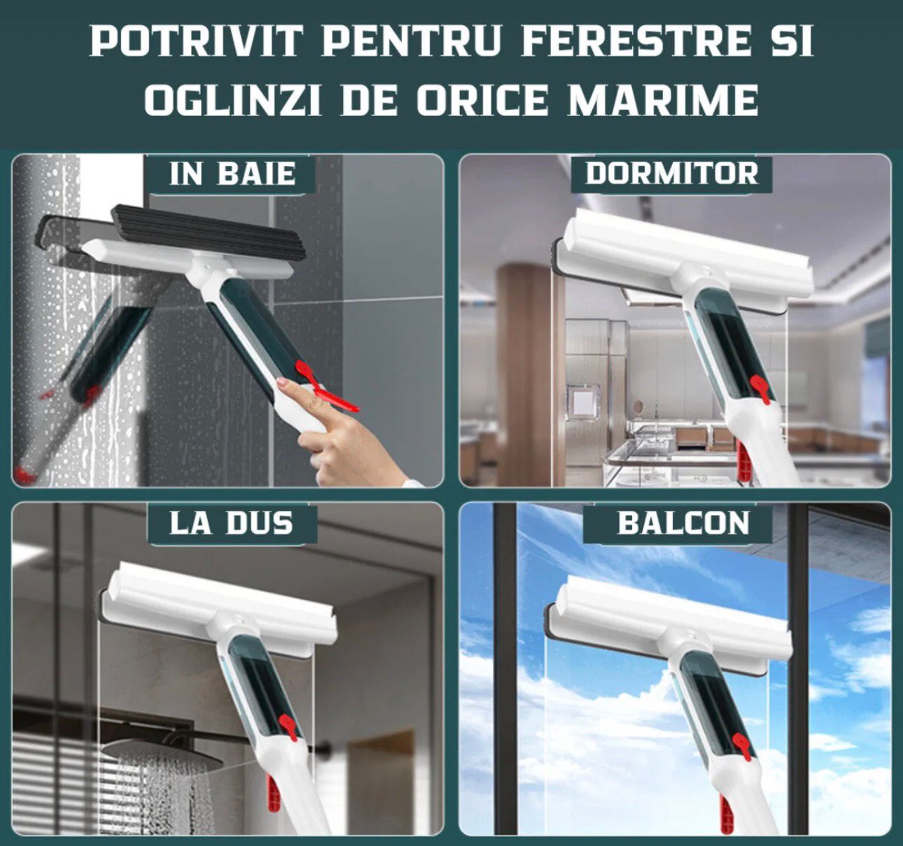 Ștergător pentru geamuri 2 in 1 cu pulverizator