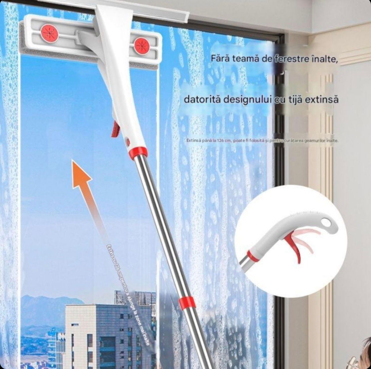 Ștergător pentru geamuri 2 in 1 cu pulverizator