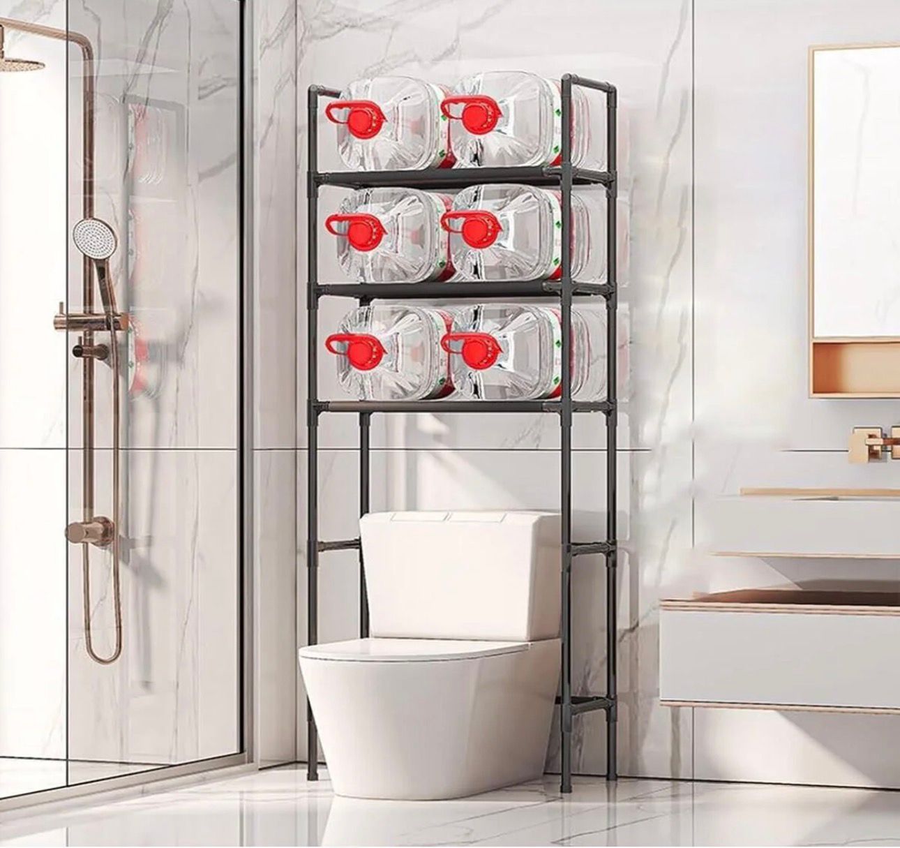 Suport de Baie cu 3 Rafturi, Organizator Multifunctional
