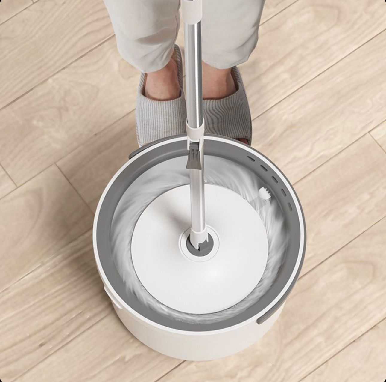 Mop Rotativ cu Mâner Telescopic 118–140cm Cu Găleată Pliabilă 5 L