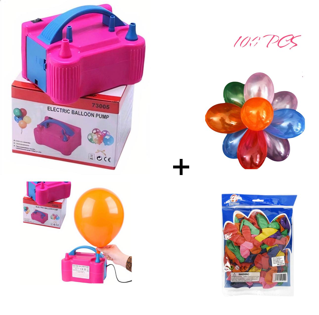 Pompa Electrica pentru Baloane, cu 2 Moduri de suflare + Set 100 Baloane Colorate