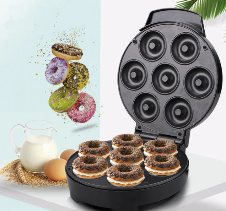 Aparat electric pentru 7 gogosi, Donut Maker, 750W, placi antiaderente, compact, cu indicator LED