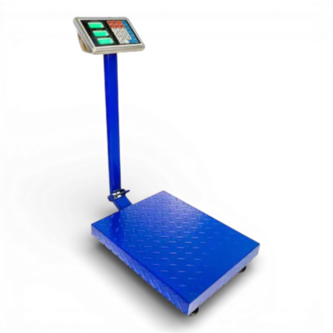 Cântar electronic 350 kg cu platformă metalică 40x50 cm, afișaj LCD iluminat, funcție TARE, acumulator reîncărcabil, braț rabatabil