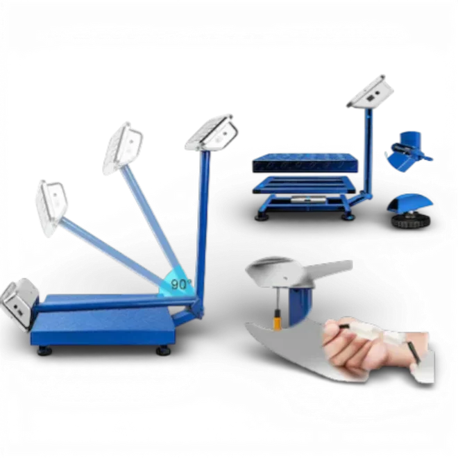 Cântar electronic 350 kg cu platformă metalică 40x50 cm, afișaj LCD iluminat, funcție TARE, acumulator reîncărcabil, braț rabatabil
