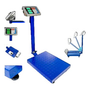Cântar electronic 350 kg cu platformă metalică 40x50 cm, afișaj LCD iluminat, funcție TARE, acumulator reîncărcabil, braț rabatabil