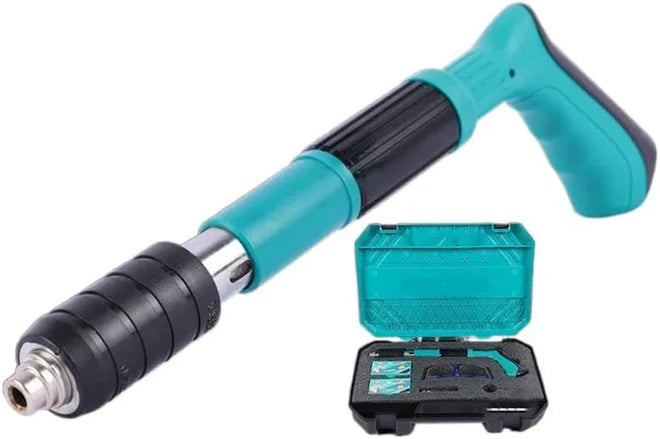Pistol Profesional de Fixare pentru Beton, Cărămidă și Metal, 3 Trepte de Putere, Oțel Rezistent, Tip Nit, Verde