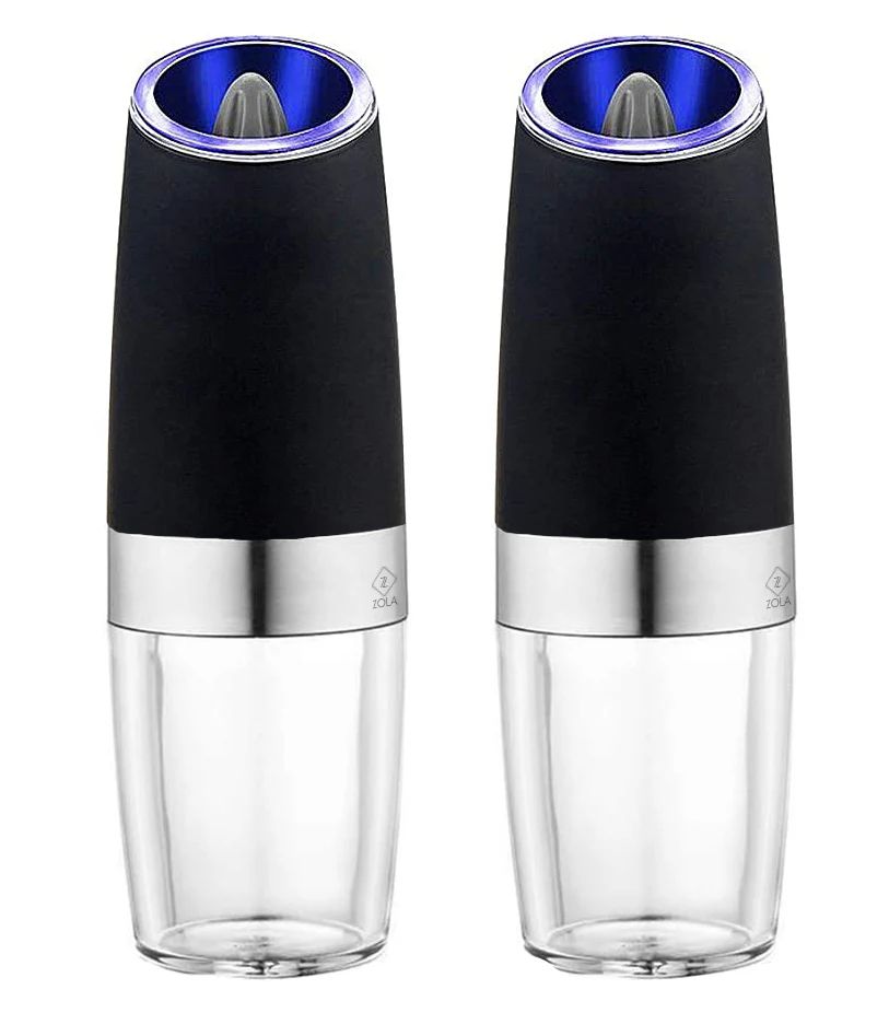 Set (2) Râșniță Electrică Sare și Piper din Inox cu Inducție Gravitațională și LED – 20×7 cm