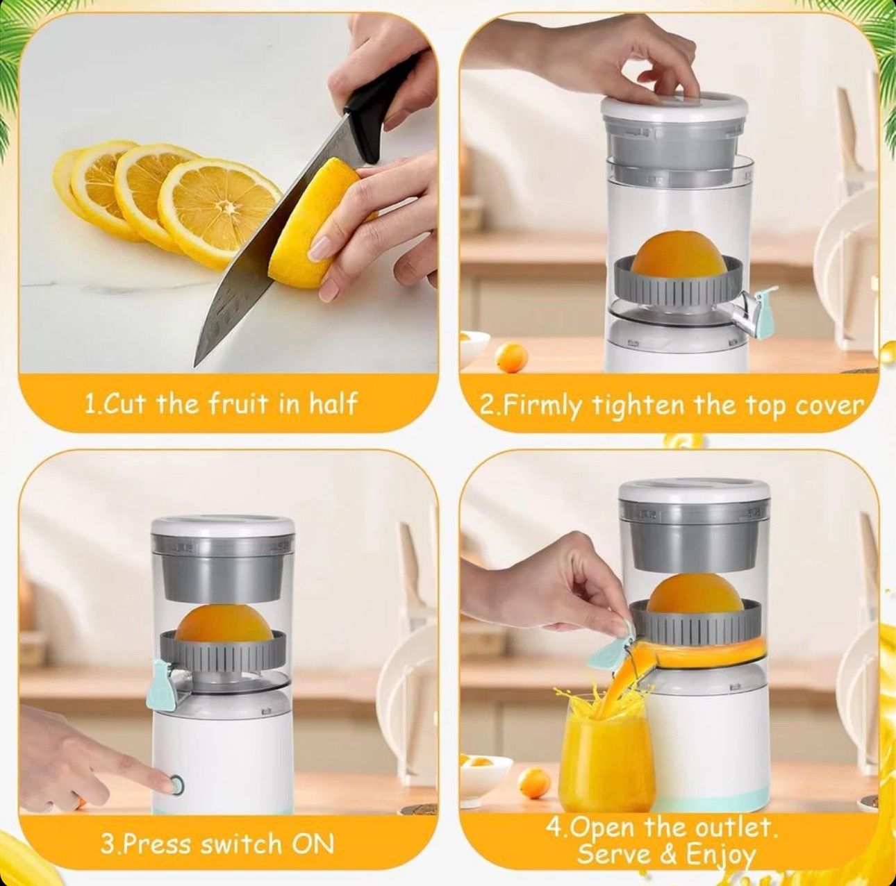 Storcător Electric pentru Citrice USB Reîncărcabil