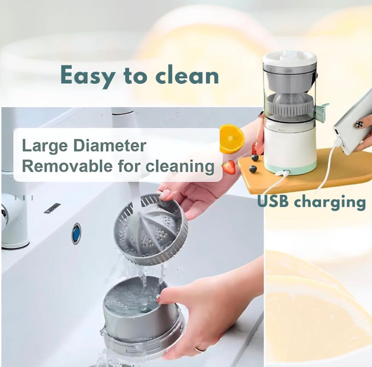 Storcător Electric pentru Citrice USB Reîncărcabil