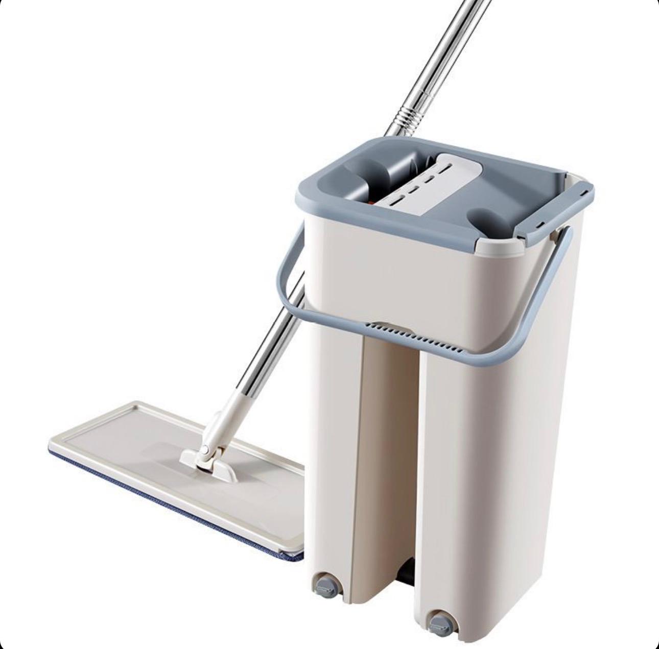 Set galeata cu mop, doua compartimente ( clatire + stoarcere), maner telescopic si mop plat + o rezerva