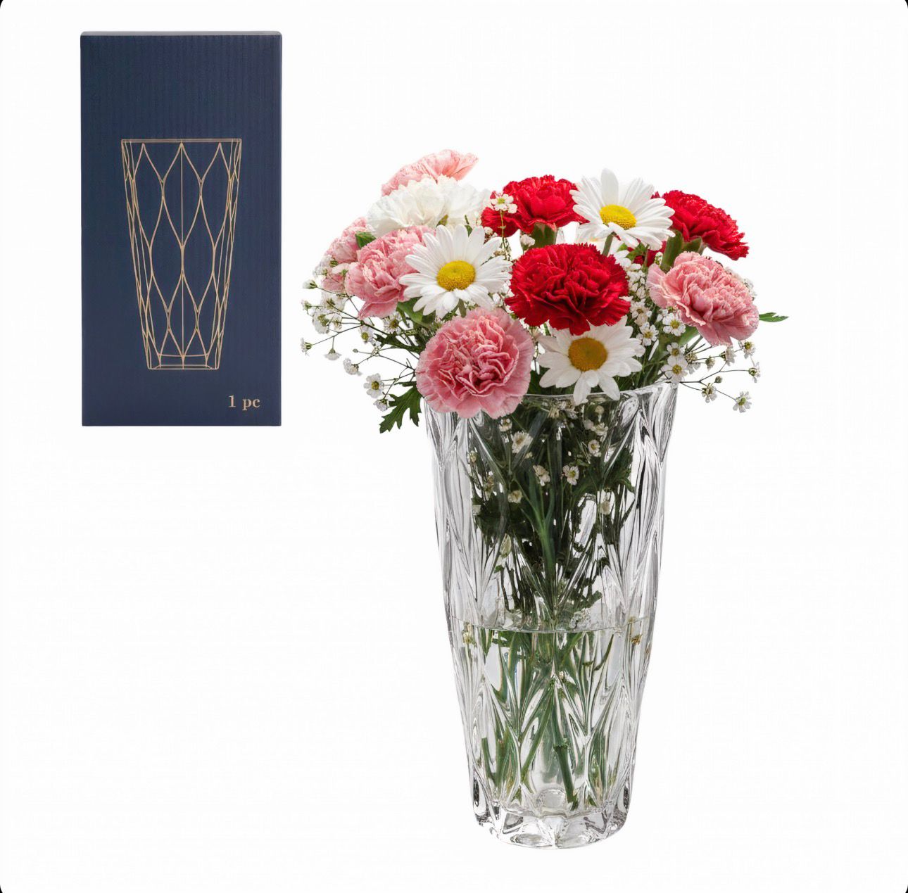 Vaza pentru Flori 24x13cm din Sticla Groasa, Transparenta