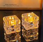 Set 2 Lumanari Decorative LED Model Cub Cristal