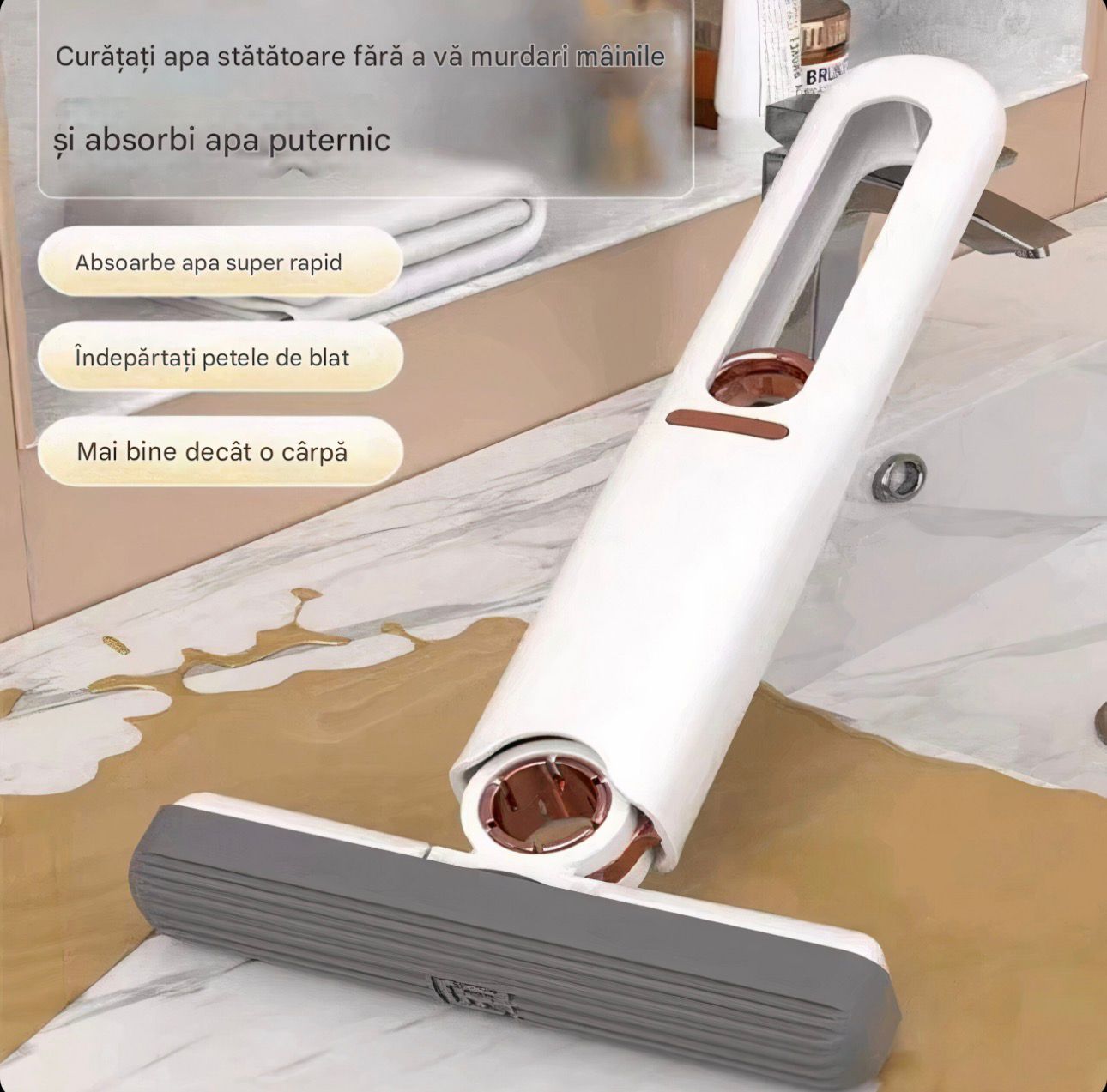 Mop de Mana Portabil, Cu Sistem de Stoarcere Curatare Manuala
