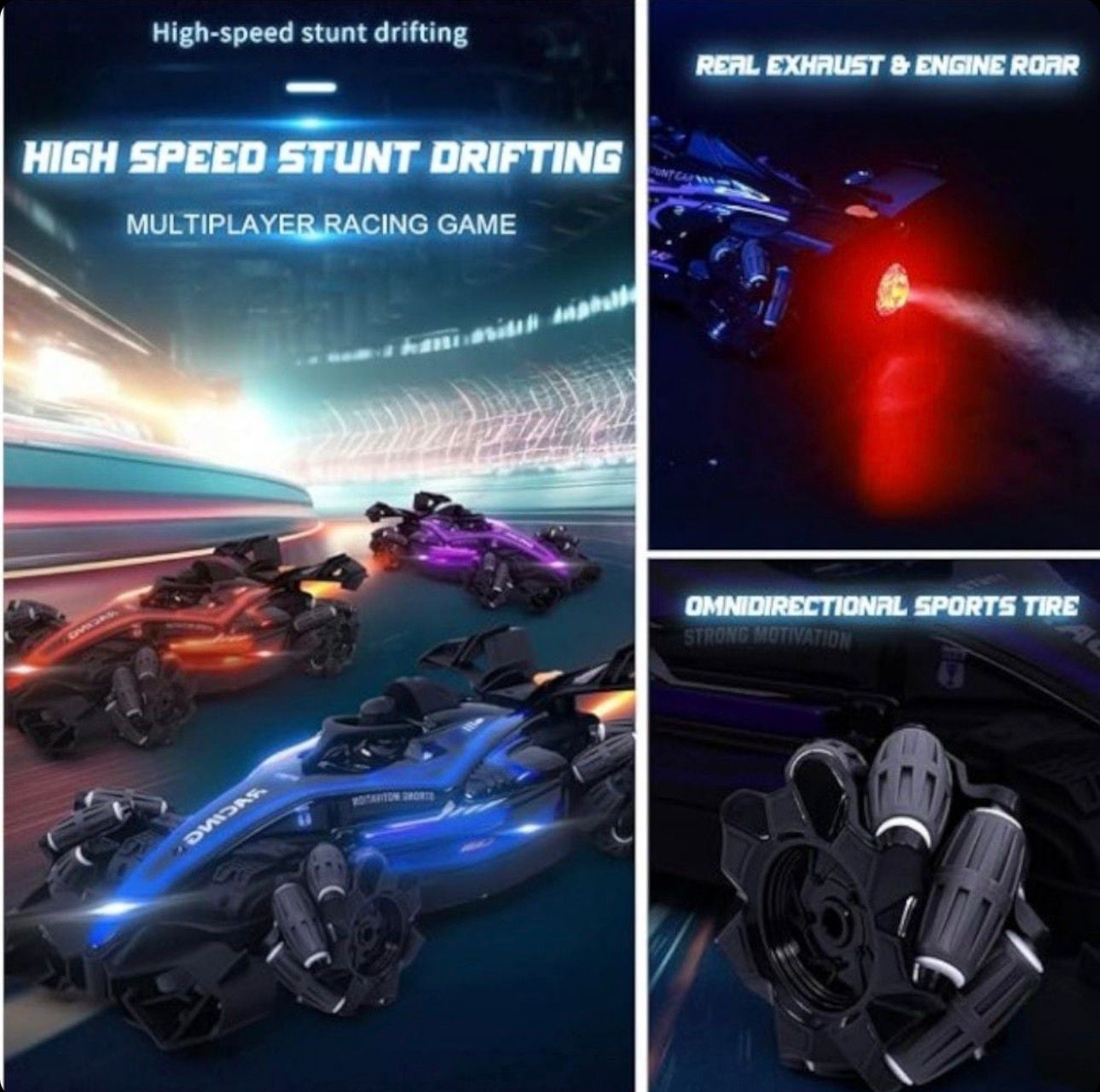 Masina Formula 1 cu Telecomanda Si Ceas 17x35x10cm, Functie Fum si rotiri 360 grade, Drift, Lumini Sunet