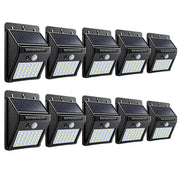 Set 10 lămpi solare de perete cu senzor de mișcare, 30 LED, panou solar integrat