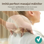 Aparat de masaj cervical hands-free cu incalzire, role Shiatsu 5D, 3 niveluri intensitate, USB-C, design ergonomic, portabil