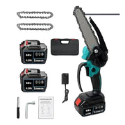 Mini drujbă electrică fără fir 6 inch, 48V, 2 acumulatori Li-Ion, set complet cu lanț și accesorii