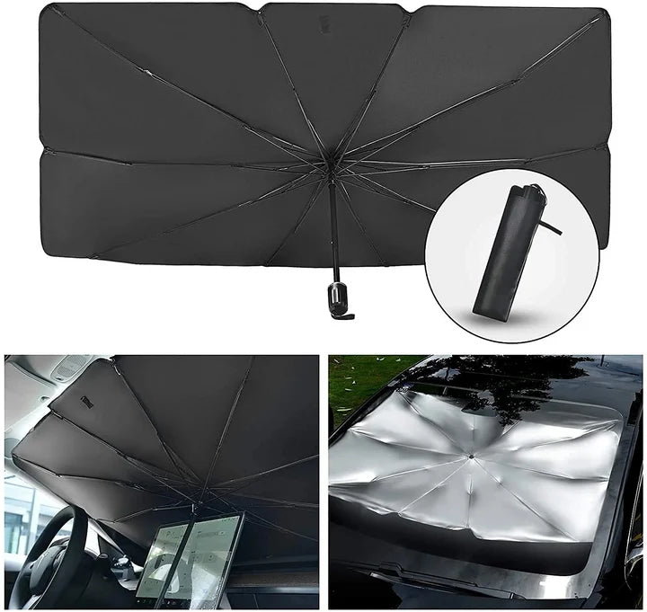 Parasolar Pliabil Tip Umbrelă pentru Parbriz Auto, Protecție UV, Pliere Rapidă, Izolare Termică, Compatibil Universal, Husă Inclusă