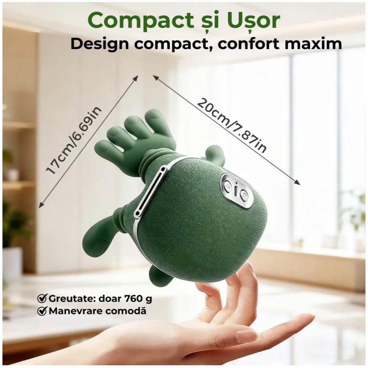 Aparat Masaj Cervical Multifunctional, 4D, 3 Intensitati, 2 Trepte Caldura 40/45°C, Wireless, Autonomie 70 min