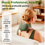 Aparat Masaj Cervical Multifunctional, 4D, 3 Intensitati, 2 Trepte Caldura 40/45°C, Wireless, Autonomie 70 min
