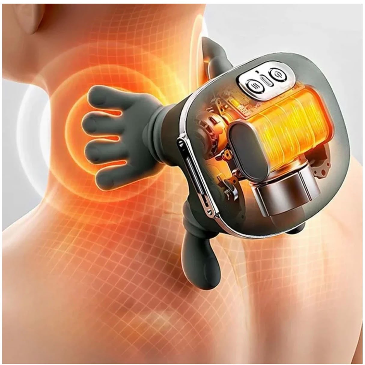 Aparat Masaj Cervical Multifunctional, 4D, 3 Intensitati, 2 Trepte Caldura 40/45°C, Wireless, Autonomie 70 min