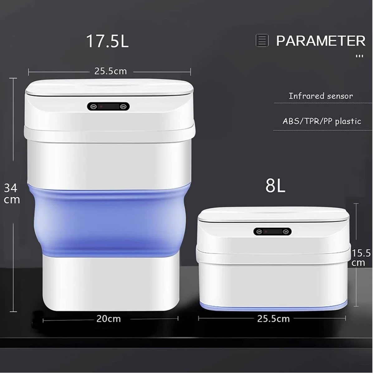 Coș de Gunoi Smart cu Deschidere Automată – 8L, Senzor Mișcare, Pliabil, Touch-Free