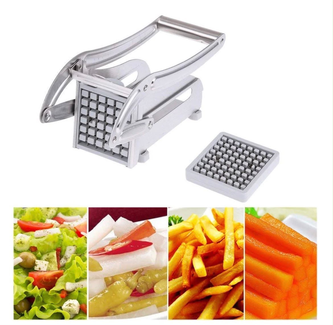 Aparat pentru Taiat Cartofi Pai si Legume, din Inox, cu 1 Forma de Taiere, Potato Chopper