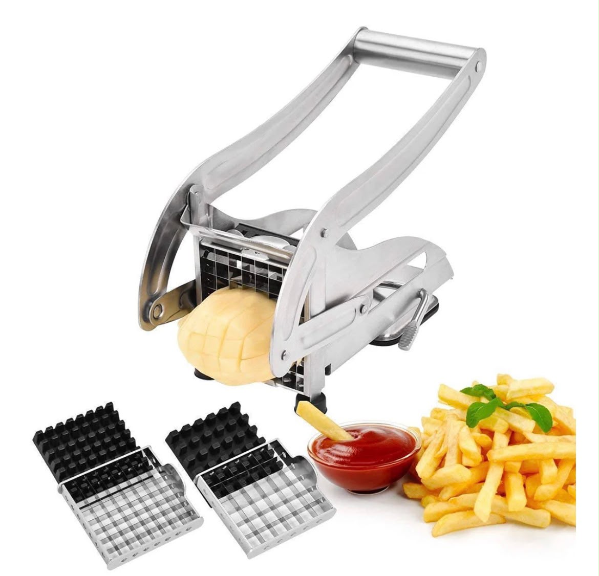 Aparat pentru Taiat Cartofi Pai si Legume, din Inox, cu 1 Forma de Taiere, Potato Chopper