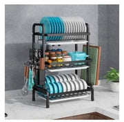 Suport pentru Vase cu 3 Nivele, Negru – 61 x 23,5 x 42 cm