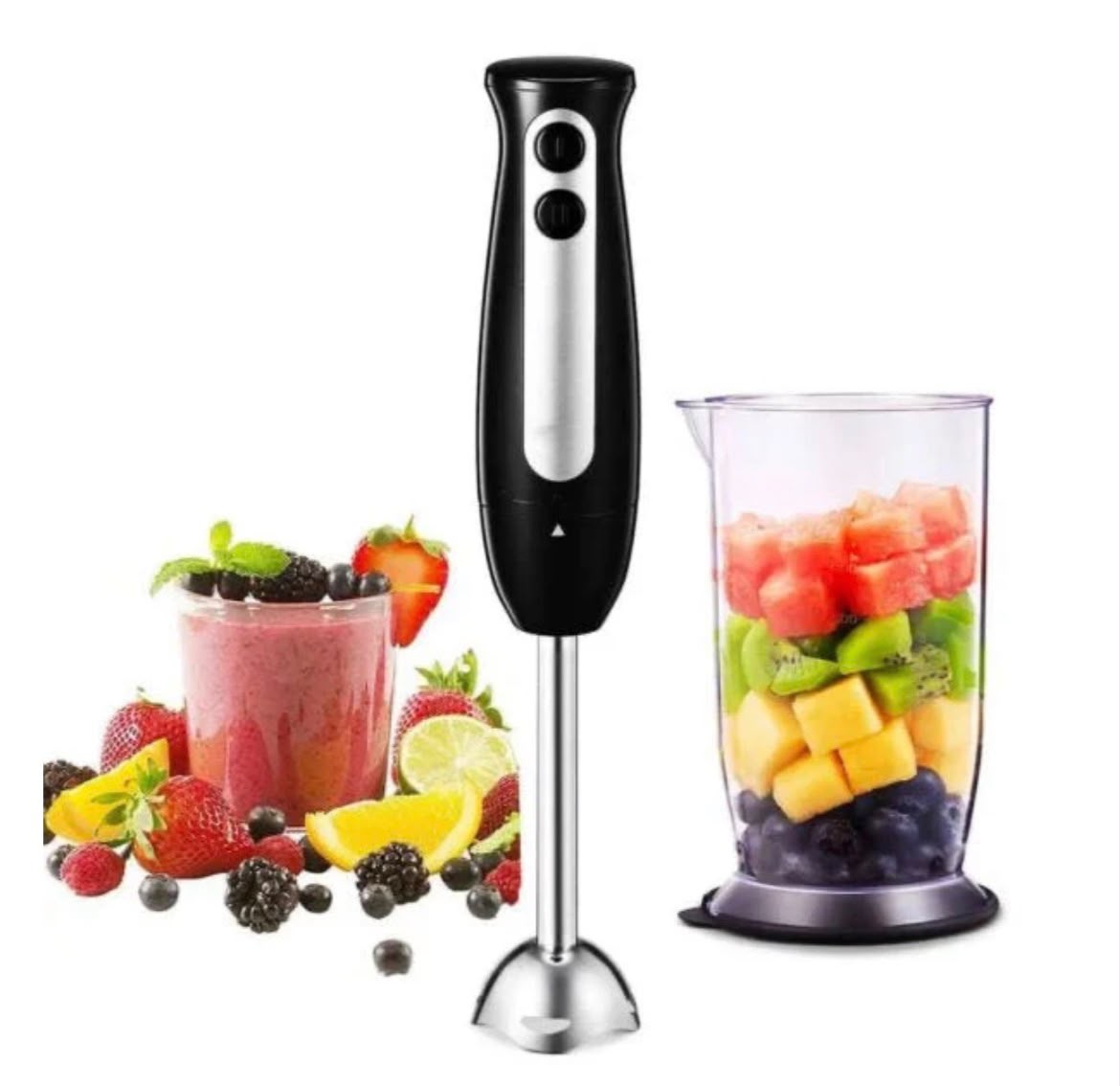 Blender de Mana Multifunctional – 2 Viteze, 2 Lame din Otel Inoxidabil, Mixare & Tocator, 5 Accesorii