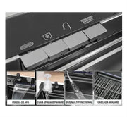 Chiuveta Multifuncționala Moderna cu 2 Cascade – Robinet Cascada Elegant în Negru Grafit, Afișaj Digital al Temperaturii, Dimensiuni 750x460mm, Set Complet de Accesorii Incluse – Design Premium și Durabil