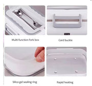 Cutie alimentara portabila incalzire electrica, inox, set tacamuri inclus, pentru masina si casa