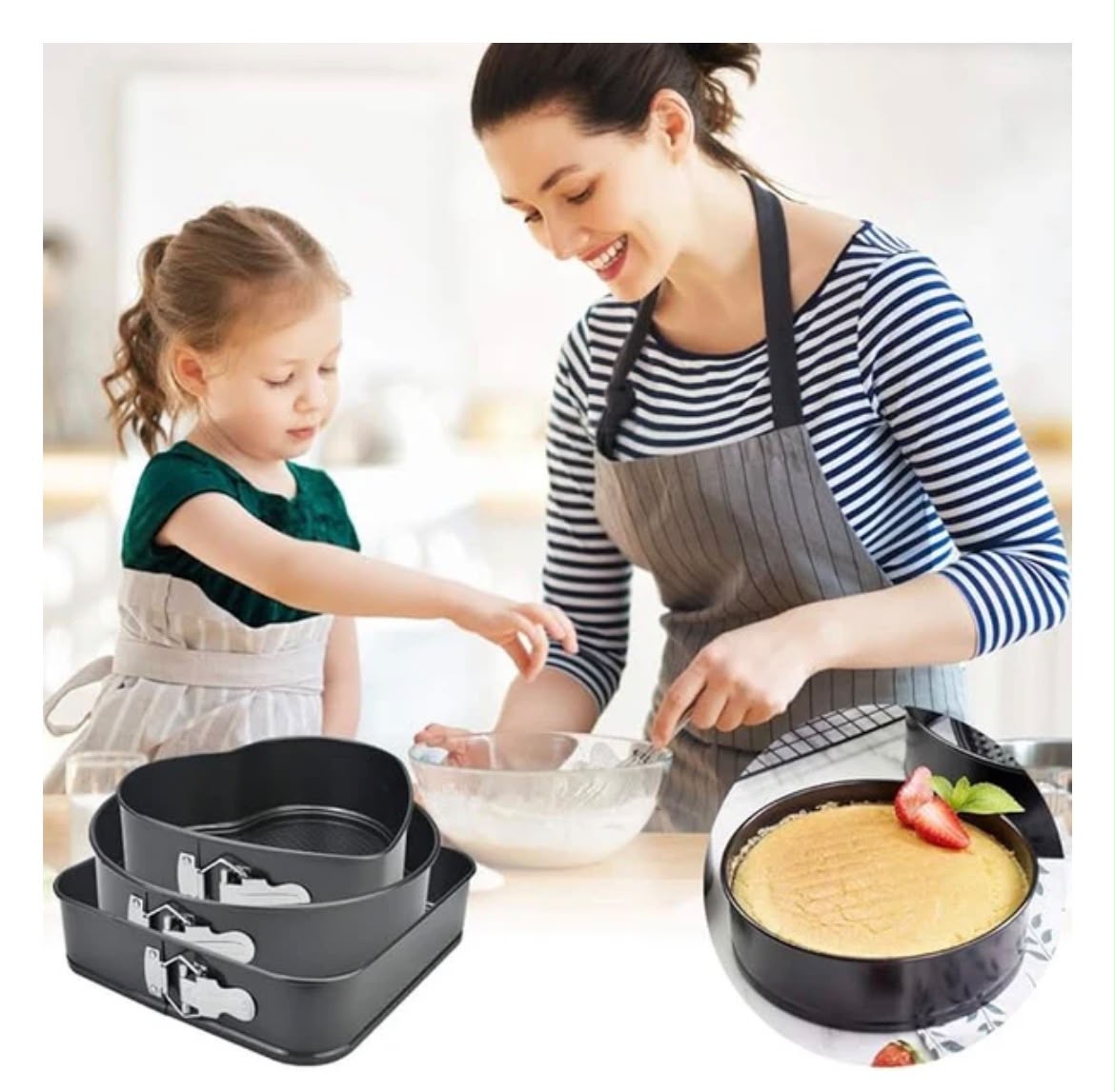Set 3 Forme pentru Prajituri - Rotunda, Patrata si Inima
