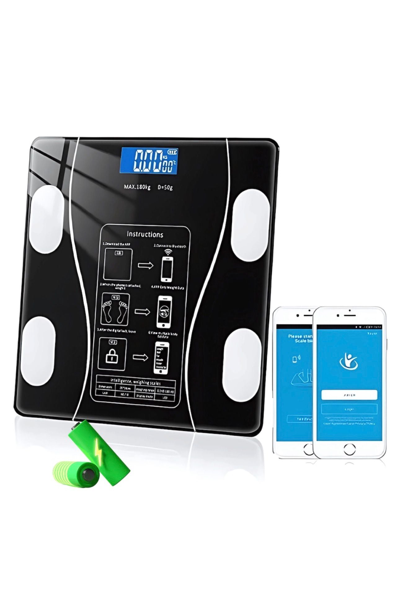 Cantar corporal cu ecran digital lluminat, aplicatie smart, compatibil android/los