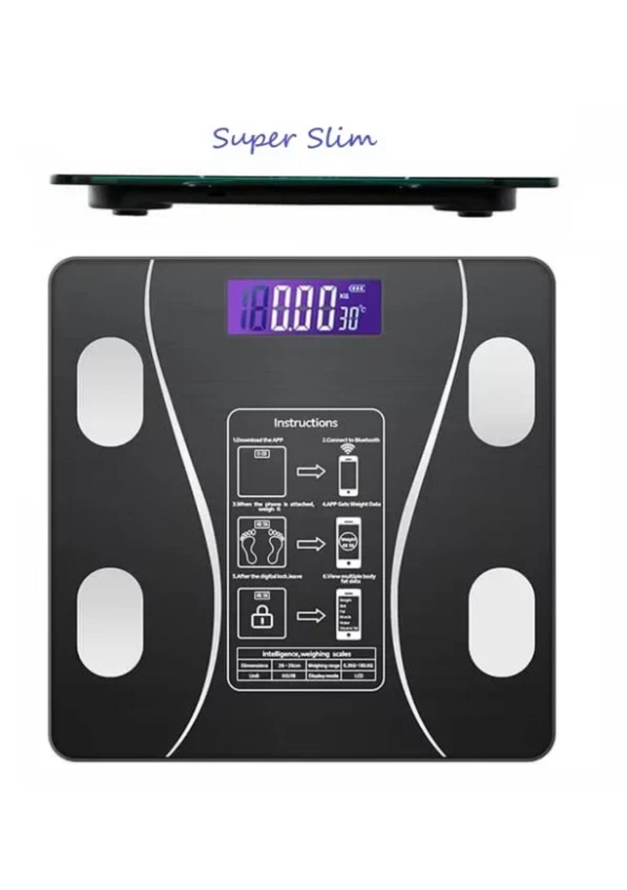 Cantar corporal cu ecran digital lluminat, aplicatie smart, compatibil android/los