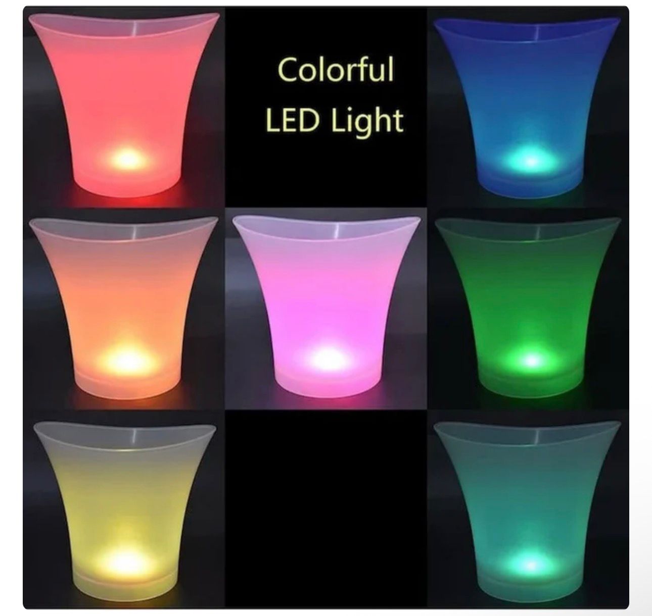 Frapieră gheață 5L cu iluminare LED și boxă wireless integrată, plastic translucid