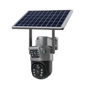 Cameră de Supraveghere Duală 6MP cu Panou Solar Integrat pentru Exterior | 4G SIM, Senzor de Mișcare