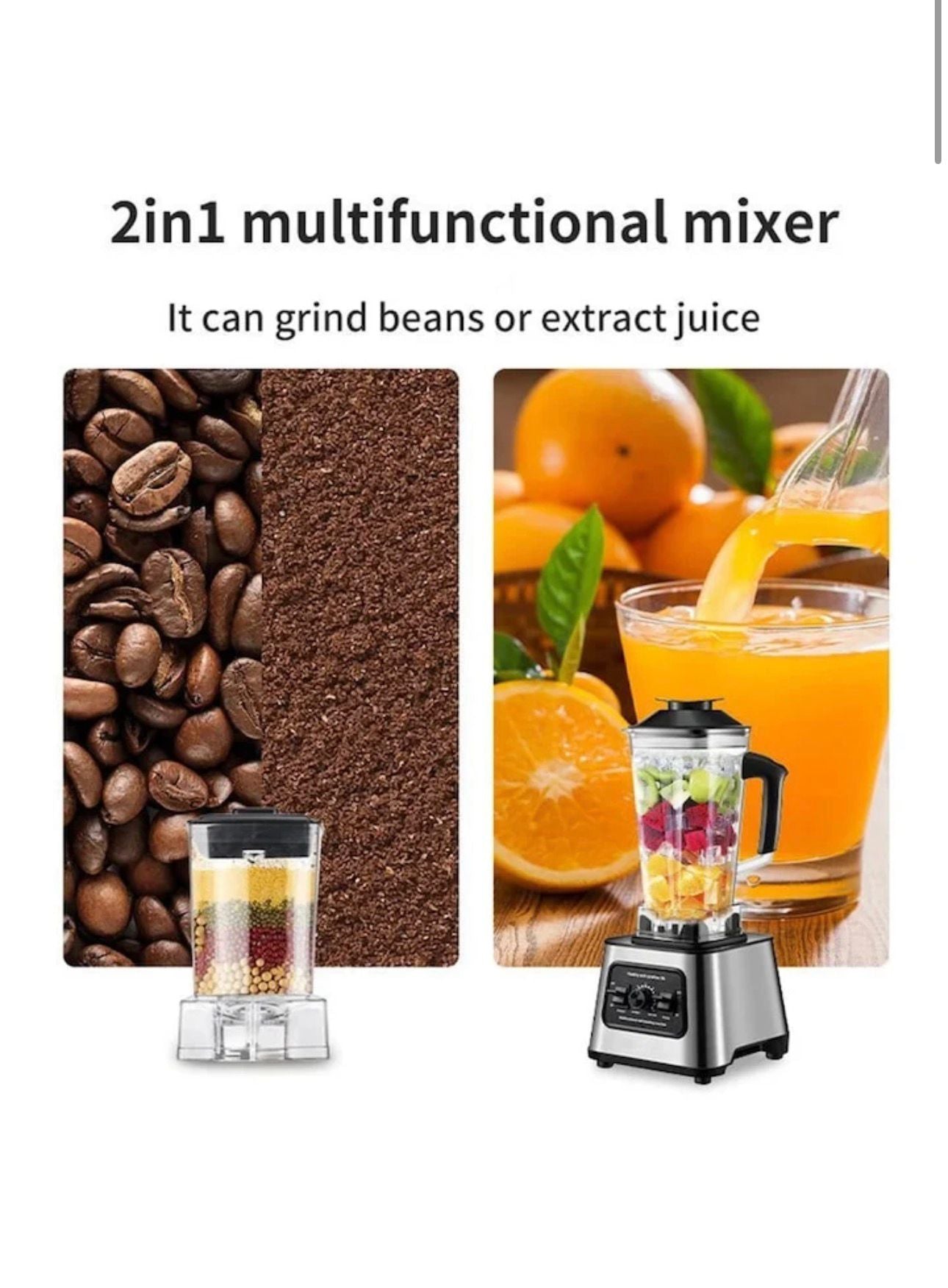 Blender electric de bucătărie si storcator 2 în 1, cu 1800 W putere, Recipiente 21 + 0, 5 l